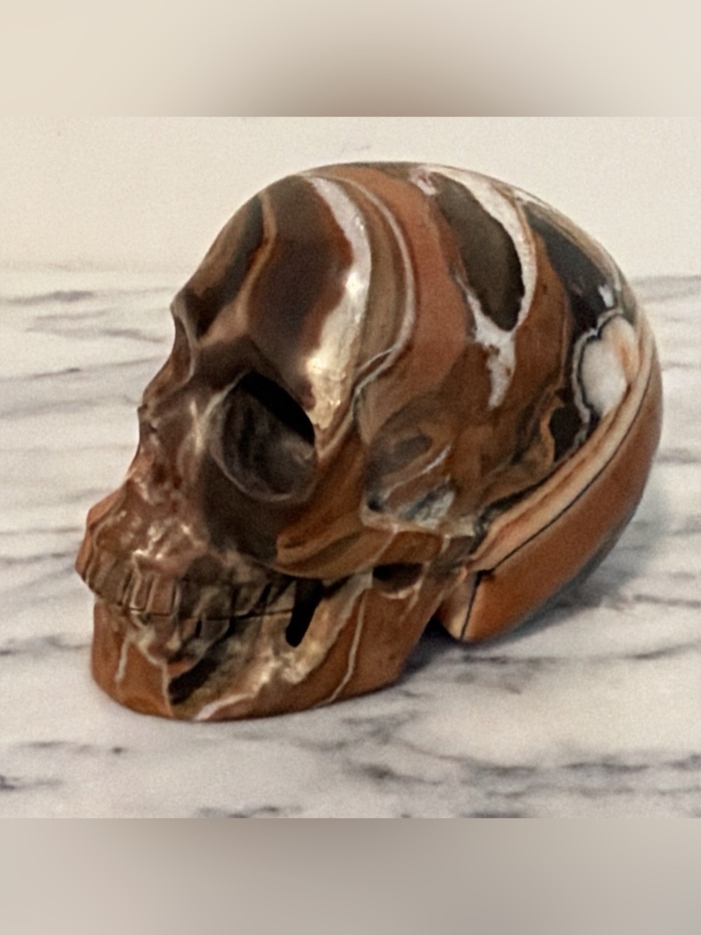 Realistic Banded Agate / Jasper Crystal Skull Carving 3.5”l x3.20” H